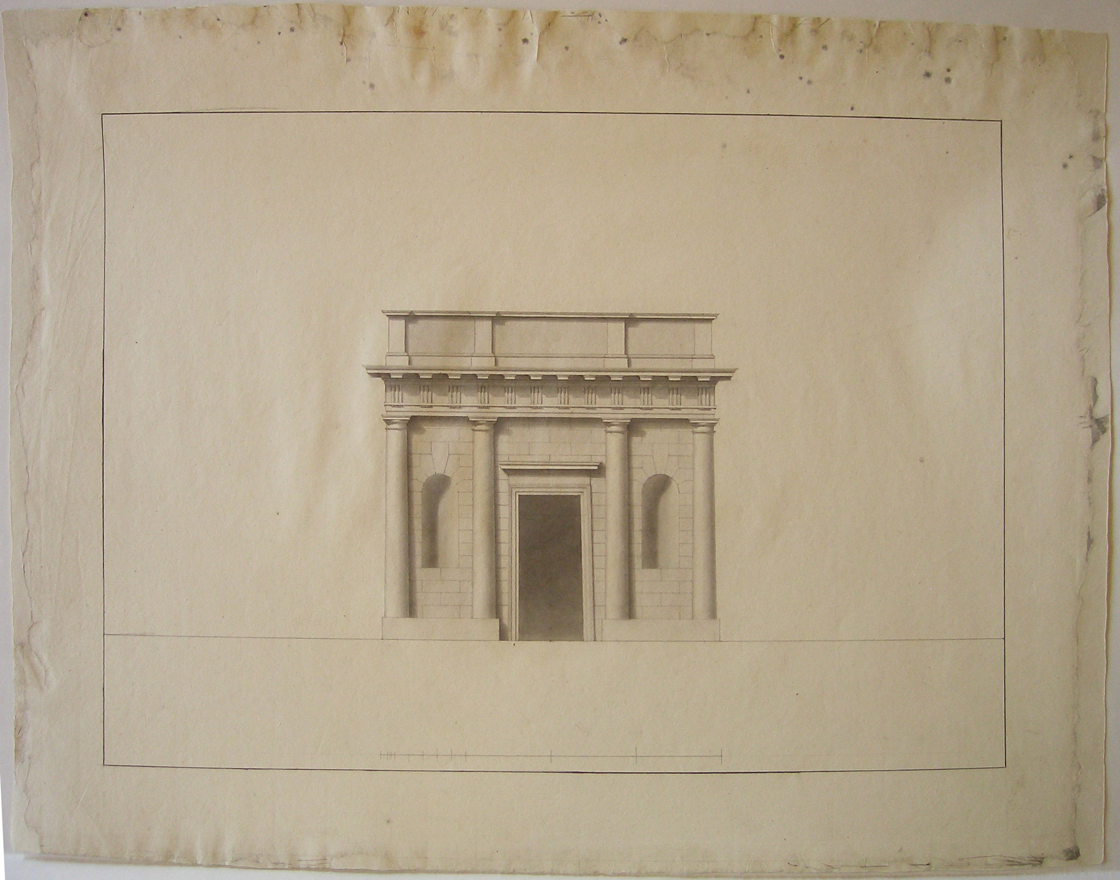 Progetto architettonico: prospetto di casello daziario (disegno architettonico) di Cagnola Luigi (attribuito) (secc. XVIII/XIX)