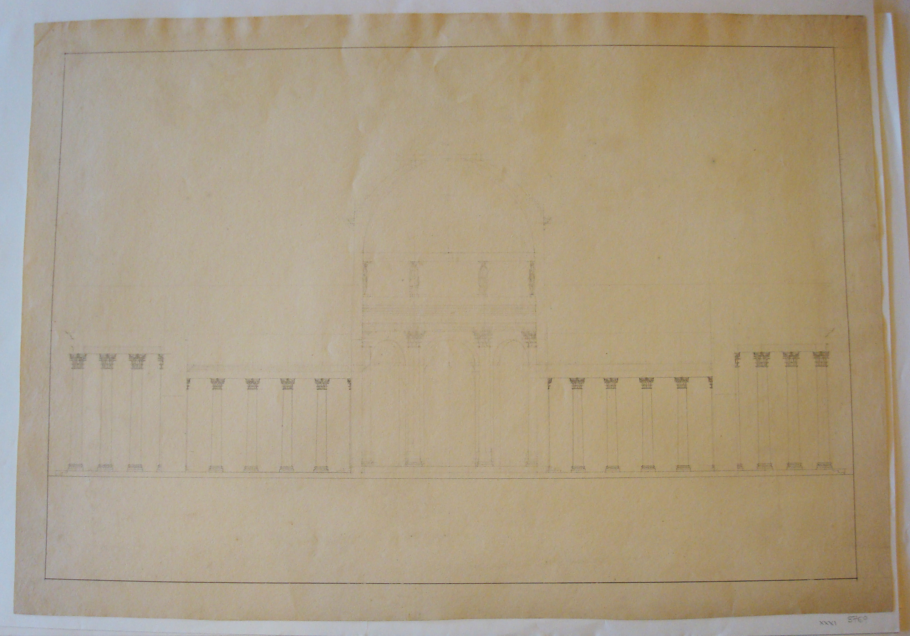 Progetto architettonico: sezione di edificio (disegno architettonico) di Cagnola Luigi (secc. XVIII/XIX)