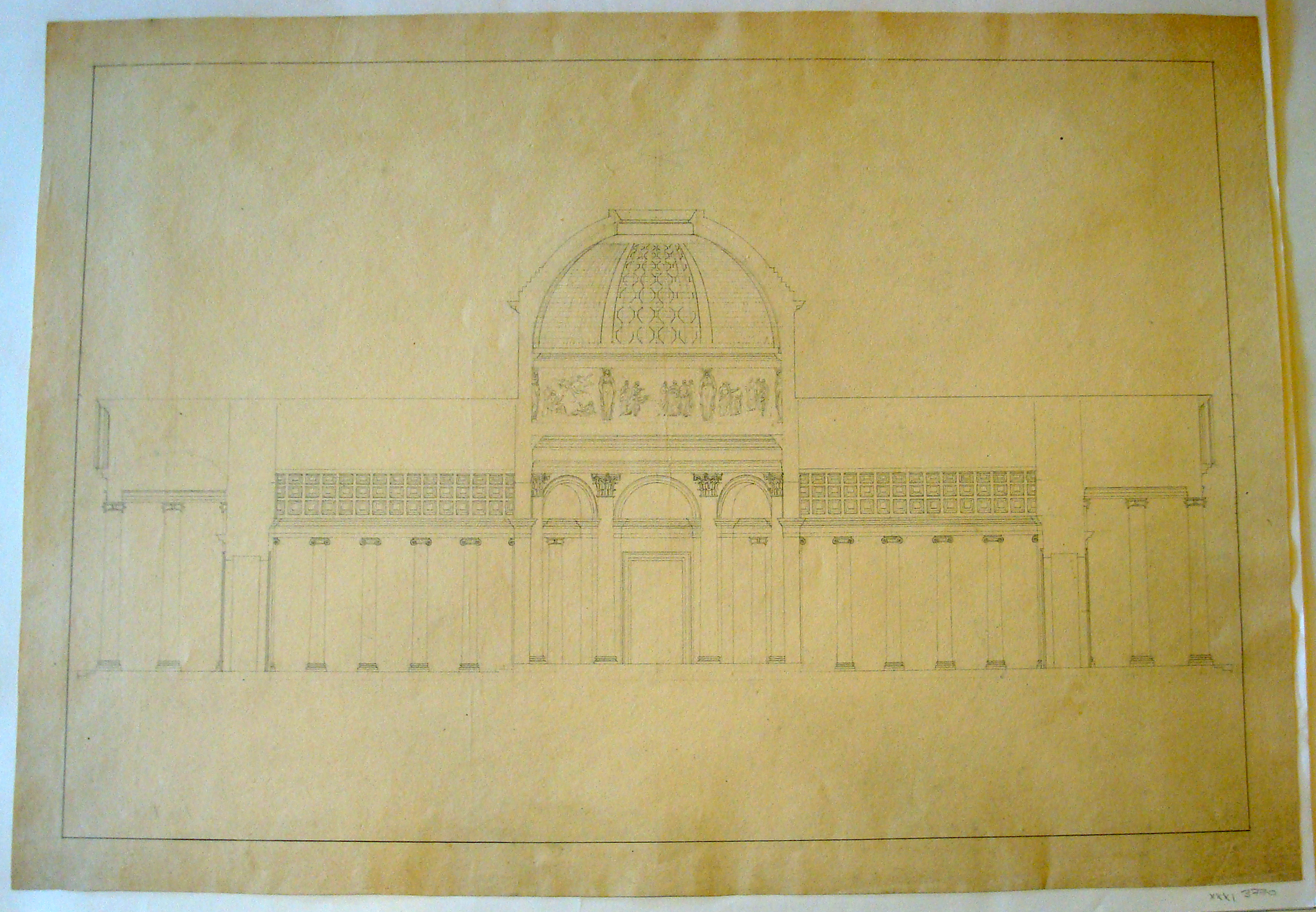 Progetto architettonico: sezione di edificio (disegno architettonico) di Cagnola Luigi (secc. XVIII/XIX)