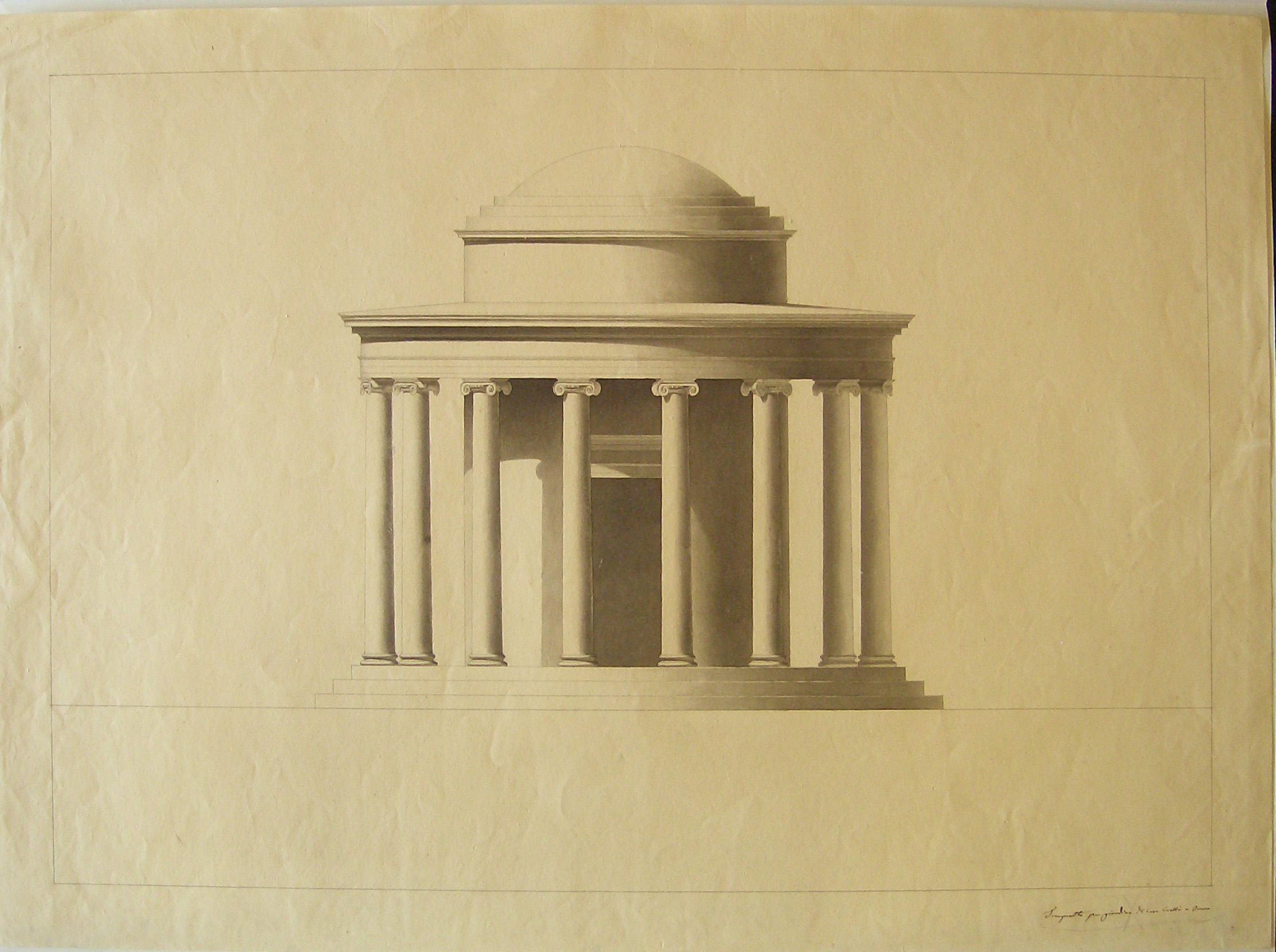 Tempietto per giardino di casa Scotti a Oreno, Progetto architettonico: Tempietto in Villa Gallarati Scotti a Oreno. Prospetto del fronte (disegno architettonico) di Cagnola Luigi (sec. XIX)