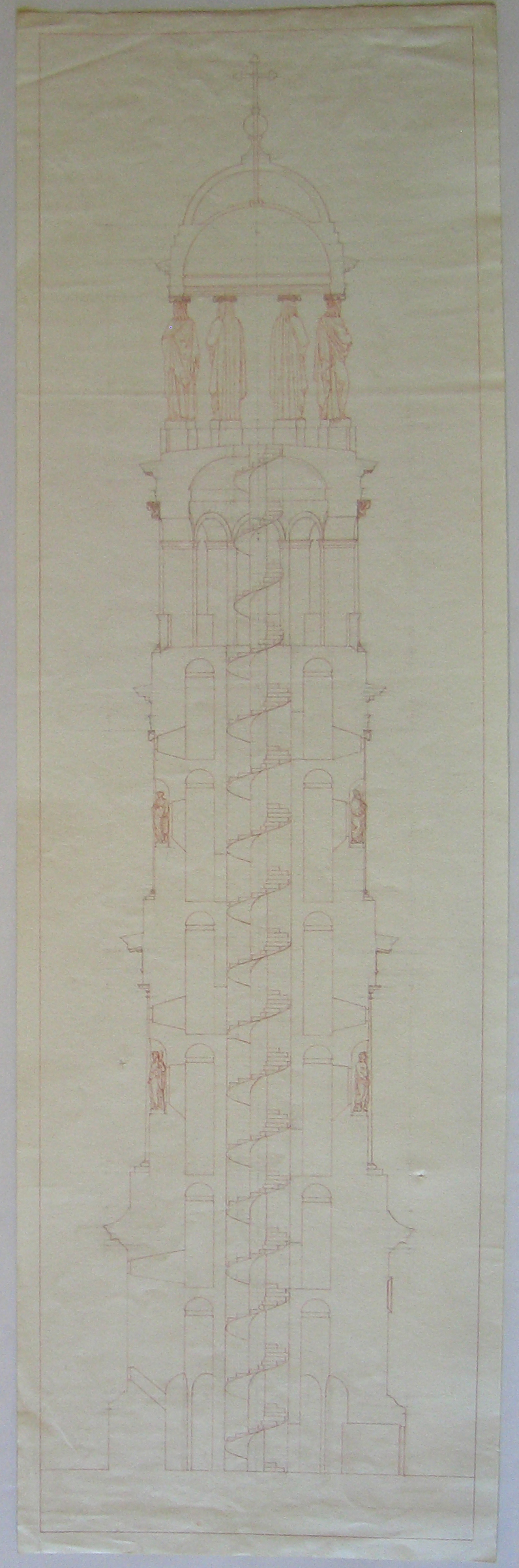 Progetto architettonico: studio per una torre campanaria a Urgnano. Sezione (disegno architettonico) di Cagnola Luigi (sec. XIX)