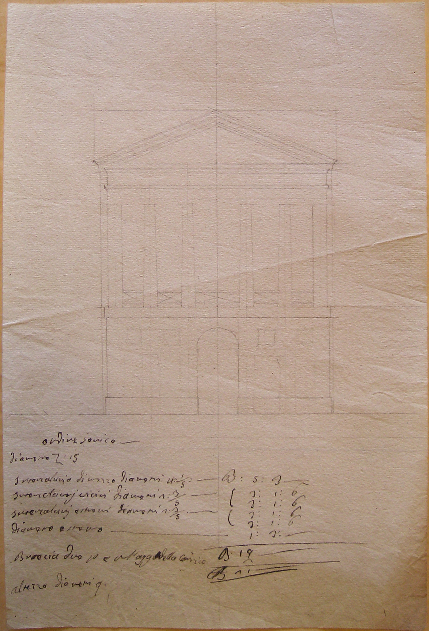 Progetto architettonico: prospetto di palazzo a due piani (disegno architettonico) di Cagnola Luigi (attribuito) (secc. XVIII/ XIX)