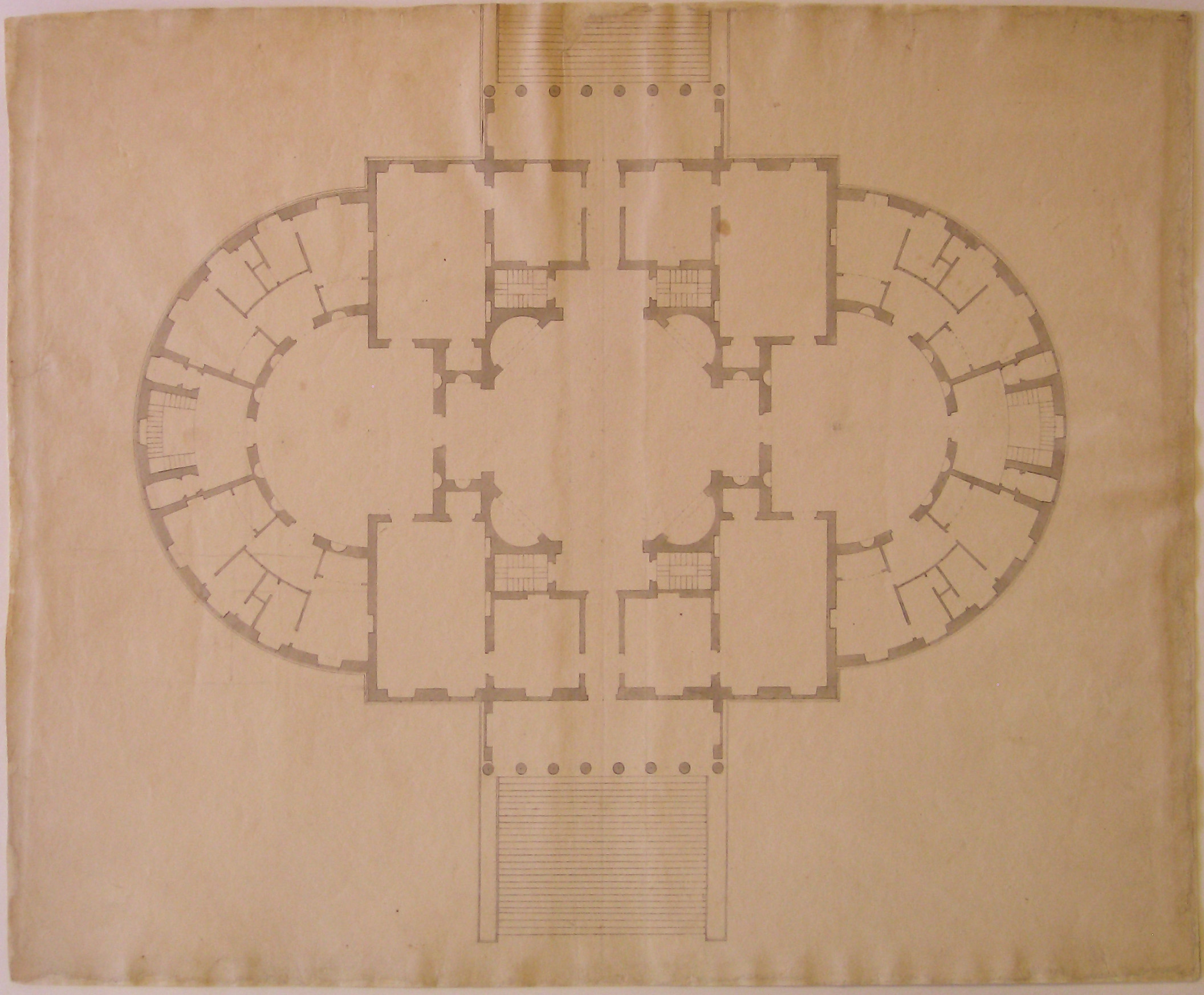 Progetto per villa con salone ottagonale: pianta (disegno architettonico, opera isolata) di Cagnola Luigi (attribuito) (secc. XVIII/XIX)