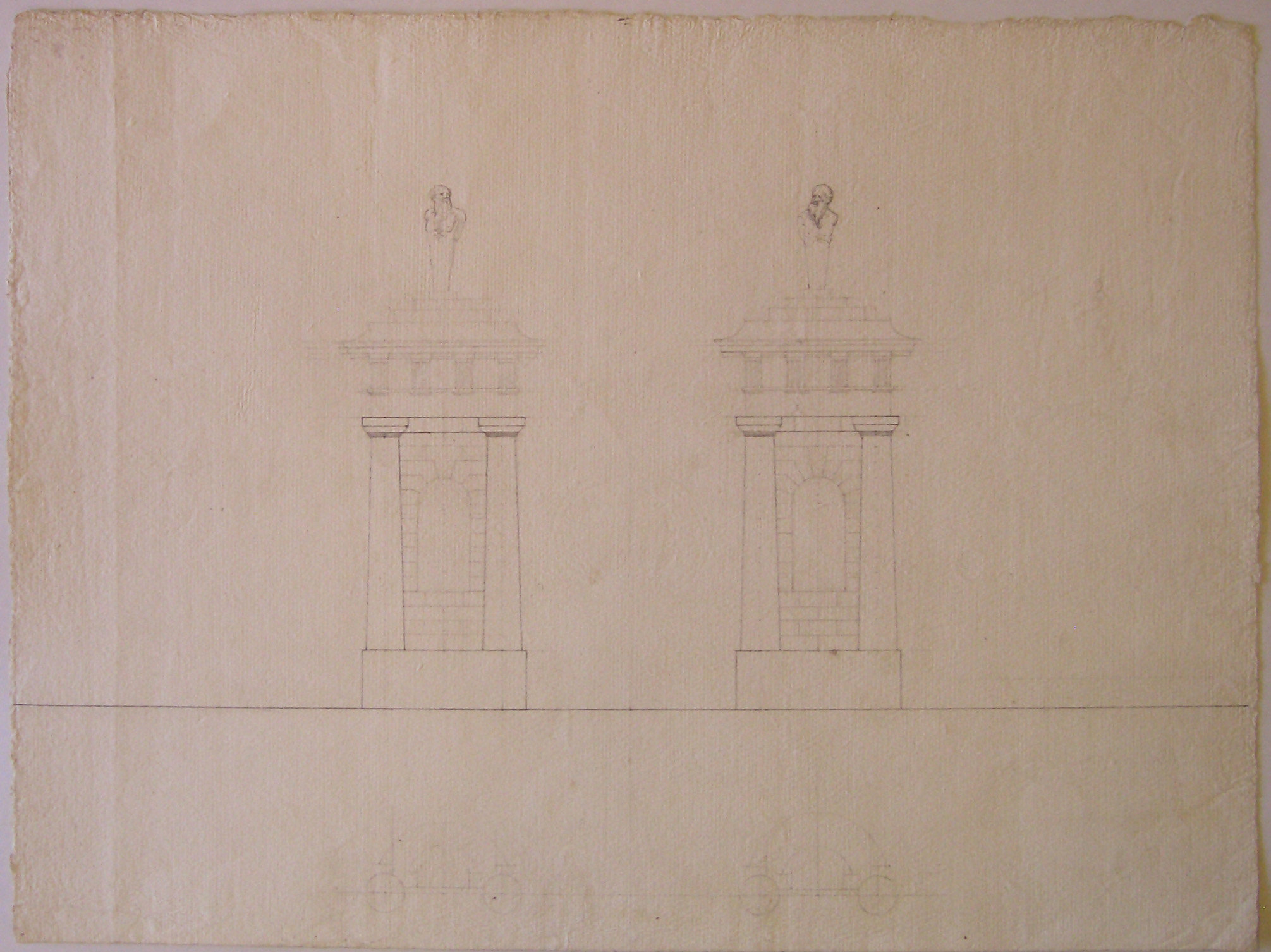 Progetto per un ingresso con colonne: prospetto (disegno architettonico, opera isolata) di Cagnola Luigi (attribuito) (secc. XVIII/XIX)