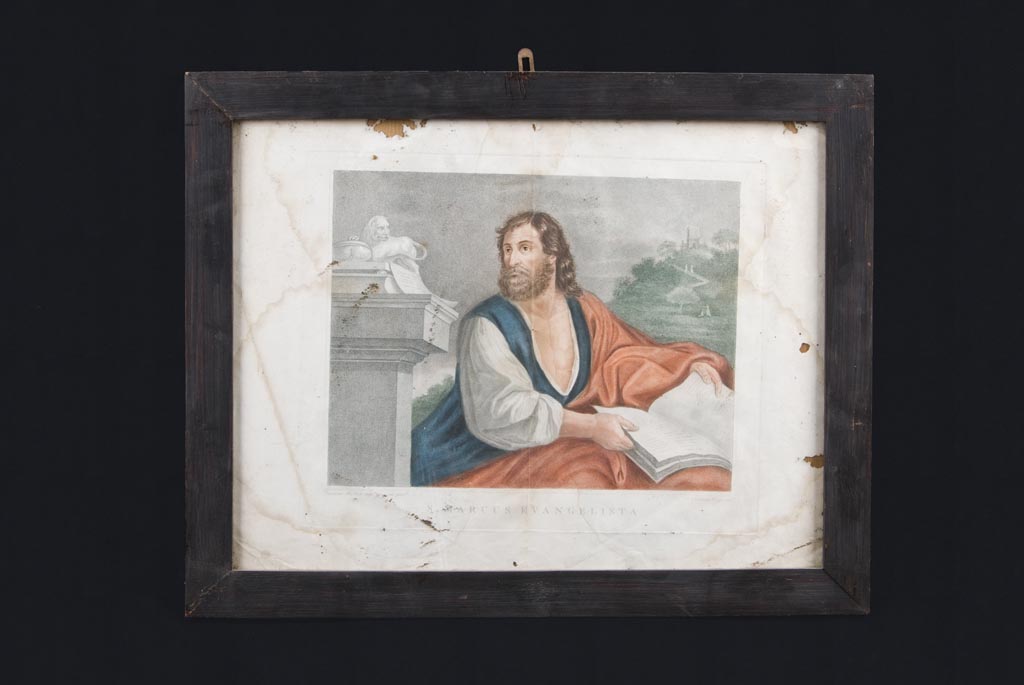 San Marco evangelista (stampa colorata a mano) di Barbieri Giovan Francesco detto Guercino, Venzo Gaetano (primo quarto sec. XIX)