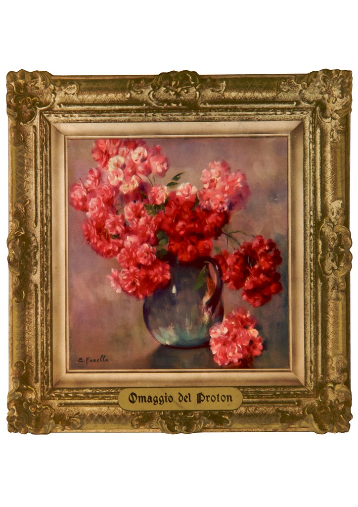 dipinto di natura morta con vaso di fiori di Eugenio Farello entro cornice (tabella) di Farello Eugenio (sec. XX)