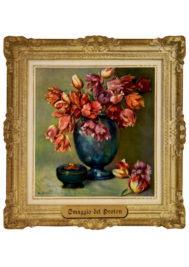 dipinto di natura morta con vaso di fiori di Eugenio Farello entro cornice (tabella) di Farello Eugenio (sec. XX)