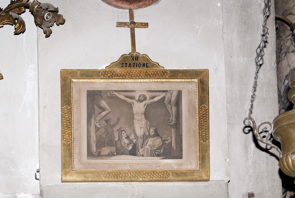 Stazione XII: Gesù innalzato e morto in croce, Stazione della Via Crucis (stampa) di Sabatelli Luigi, Pera Giuseppe, Eredi Benedetto (prima meta' XIX)