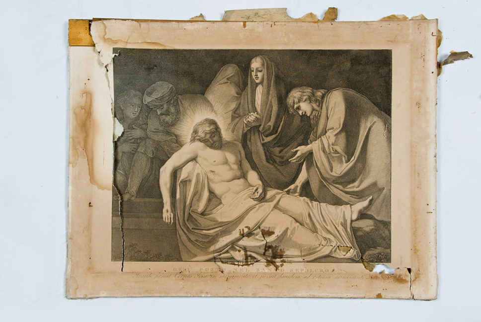 Stazione XIV: Gesù deposto nel sepolcro, Stazione della Via Crucis (stampa) di Sabatelli Luigi, Pera Giuseppe, Eredi Benedetto (prima meta' XIX)