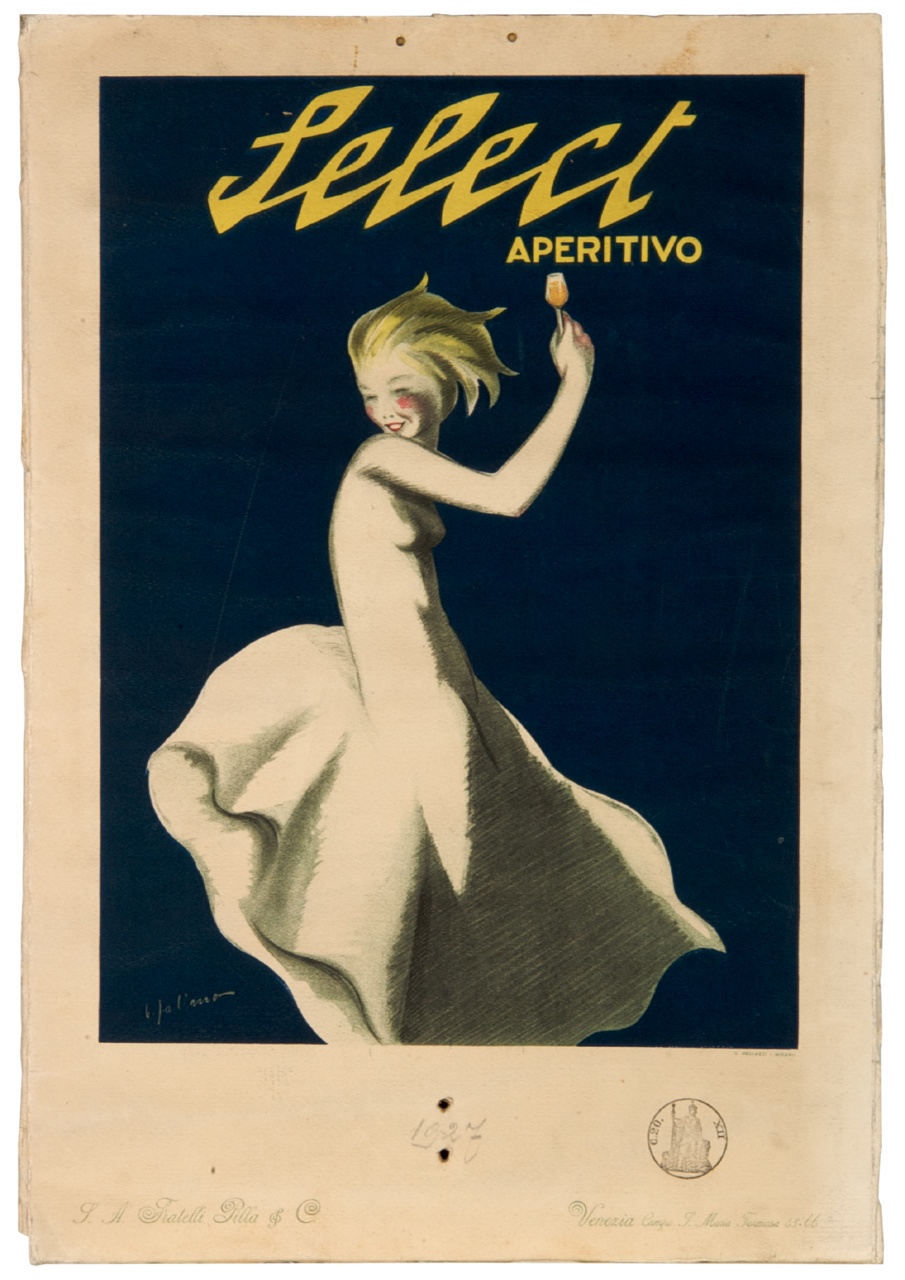 figura femminile solleva un calice (calendario) di Fabiano Bruno - ambito italiano (sec. XX)