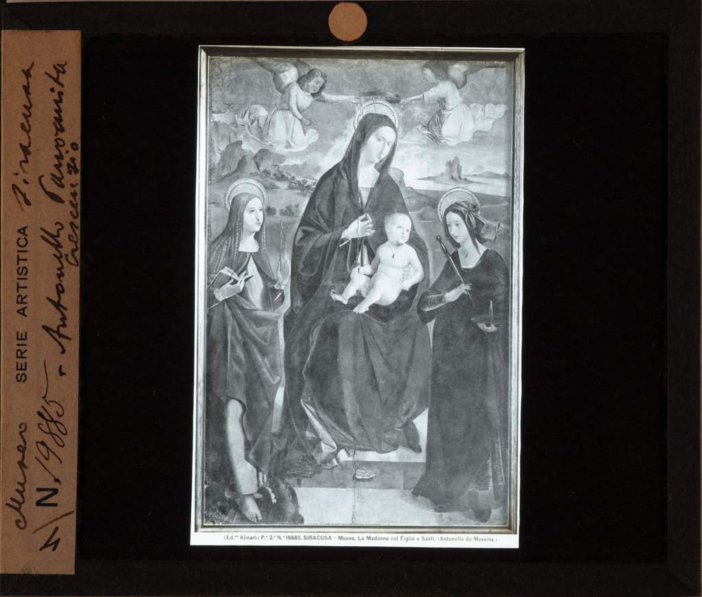 Antonello Panormita - Madonna con il Bambino tra due Sante (diapositiva) di Crescenzio, Antonello, Alinari, Fratelli (stabilimento) (prima metà XX)