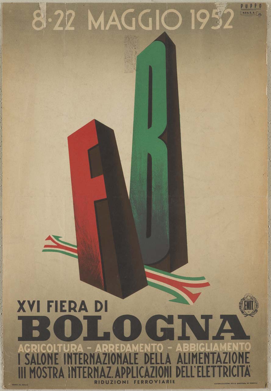 caratteri tipografici F e B, frecce tricolori (manifesto) di Puppo Mario (sec. XX)