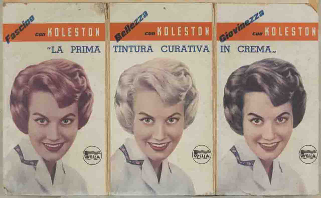 ritratto di donna con tre diverse tinte di capelli (tabella) - ambito italiano (terzo quarto sec. XX)