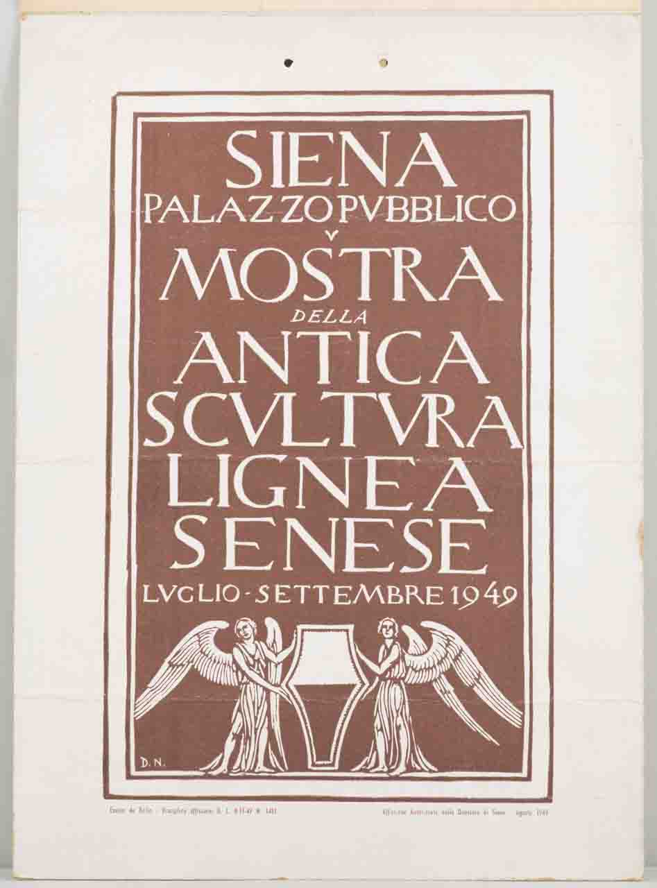due angeli affrontati reggono lo stemma del Comune di Siena (locandina) di Neri Dario (sec. XX)