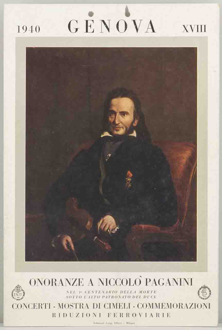 dipinto con Ritratto di Niccolò Paganini di George Patten (locandina) - ambito milanese (sec. XX)