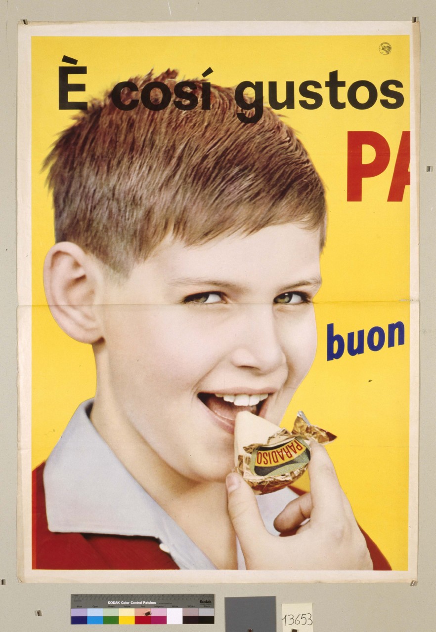 bambino mangia un formaggino (manifesto, stampa composita) - ambito italiano (sec. XX)