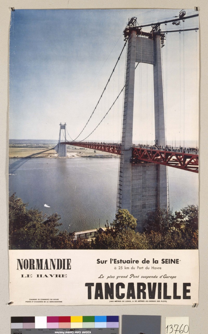 veduta del ponte di Tancarville (manifesto) - ambito francese (terzo quarto sec. XX)