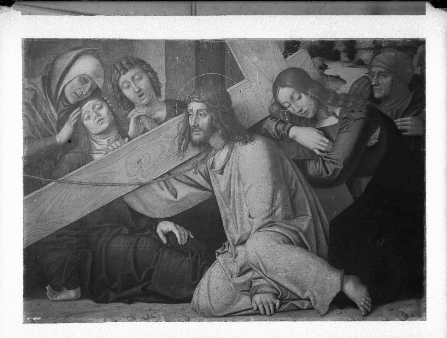 Cristo cade sotto la croce - Dipinti (negativo) di Bonsignori, Francesco, Anonimo (XX)