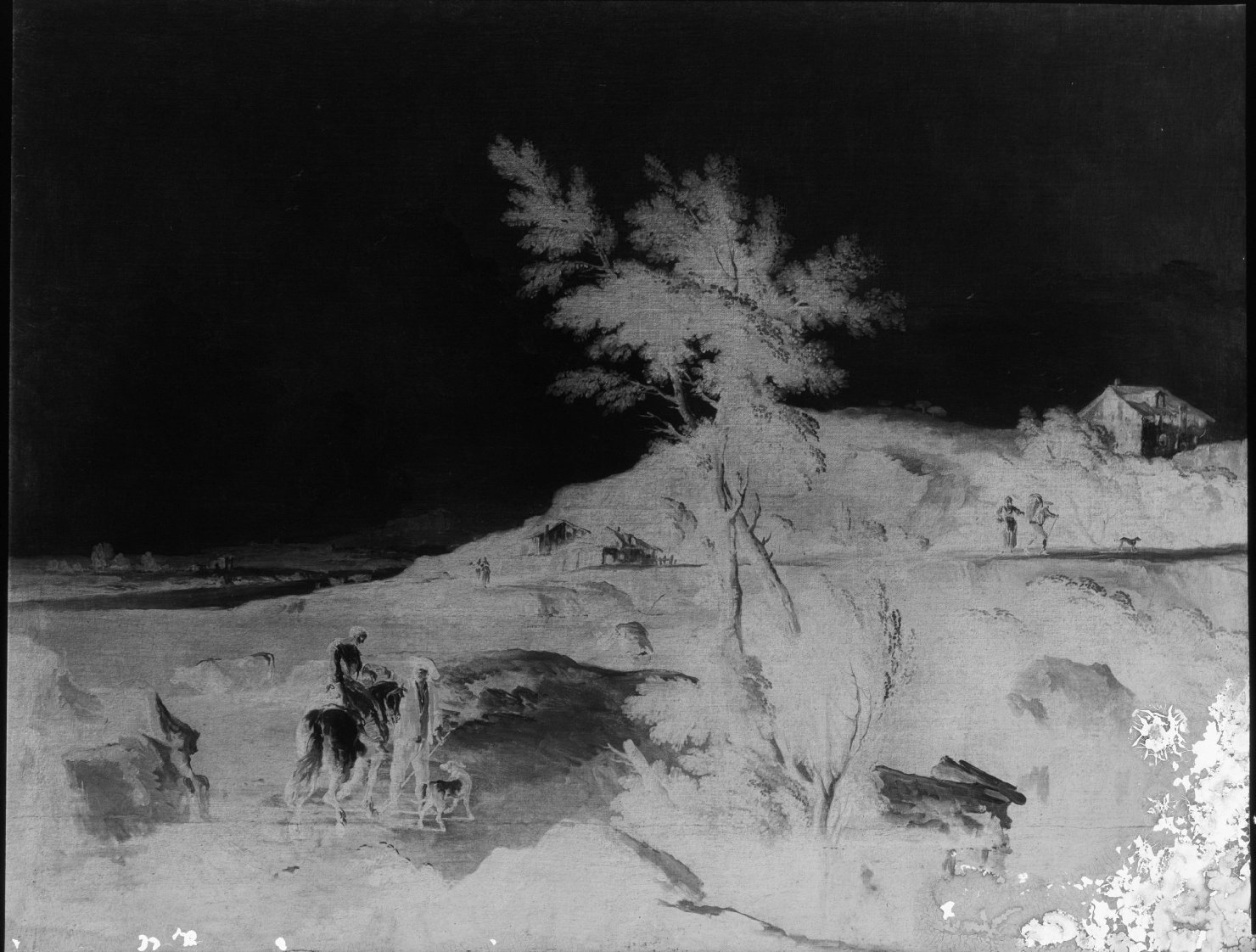 Paesaggio con viandanti - Dipinti (negativo) di Zais, Giuseppe, Anonimo (XX)