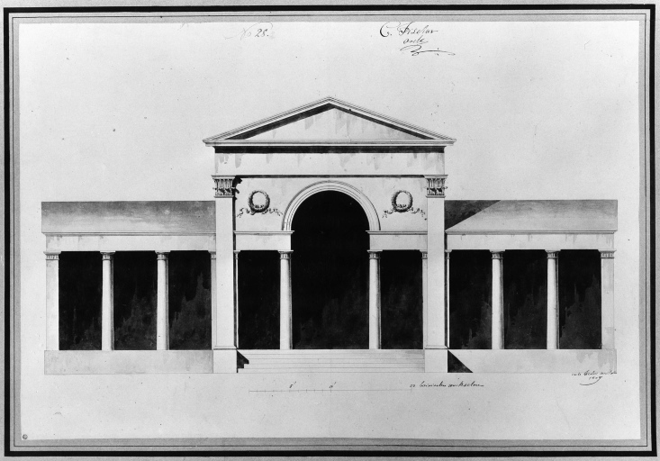 Monaco di Baviera di Baviera - Palais Asbeck - progetto - prospetto (negativo) di von Fischer, Karl, anonimo (seconda meta' XX)