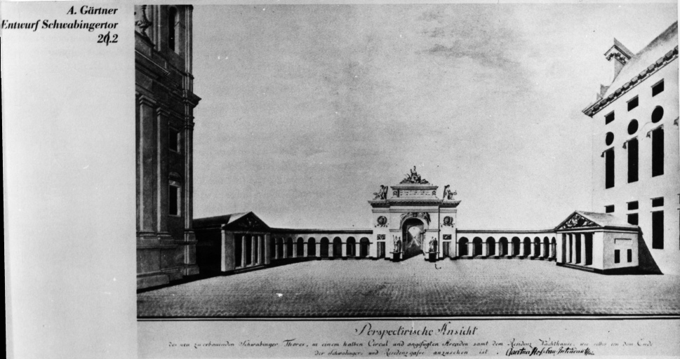Monaco di Baviera - Schwabing - Università - ingresso - veduta (negativo) di von Gärtner, Friederich, anonimo (seconda meta' XX)