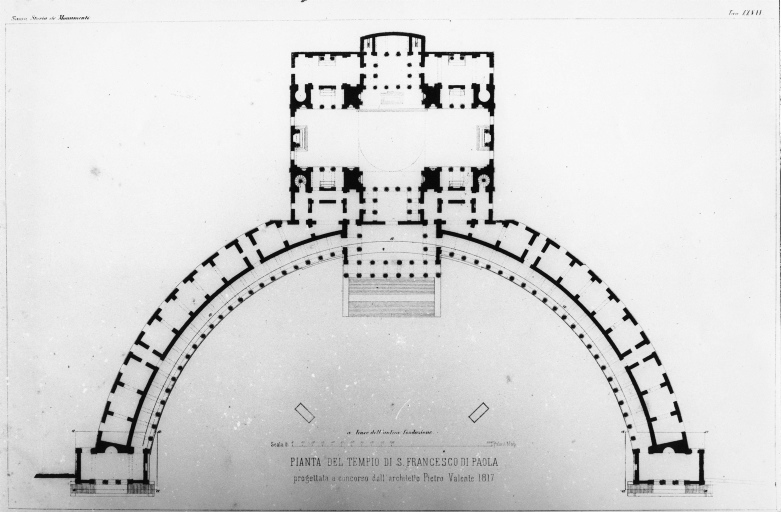 Napoli - Basilica di S. Francesco di Paola - pianta (positivo) di Valente, Pietro, anonimo (seconda meta' XX)