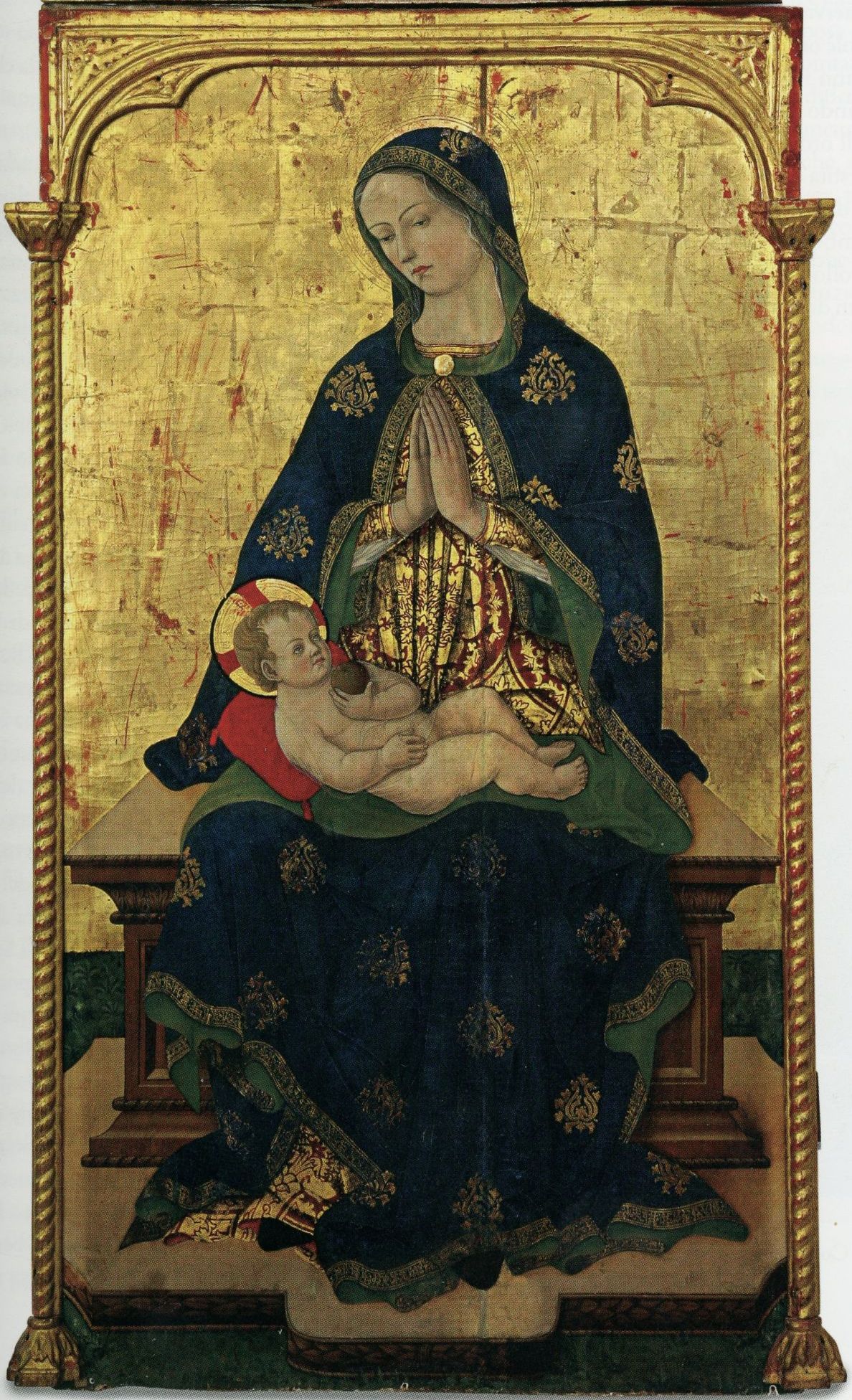 Madonna con Bambino in trono con Bambino, Madonna con Bambino in trono con Bambino (dipinto) di Maestro dei Polittici Crivelleschi (attribuito) (fine sec. XV)