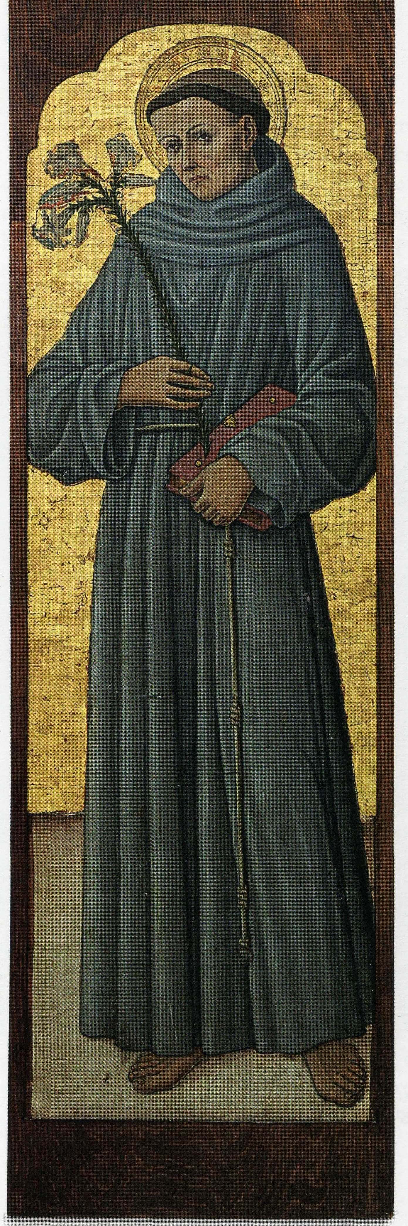 Sant'Antonio da Padova, Sant'Antonio da Padova (dipinto) di Maestro dei Polittici Crivelleschi (attribuito) (fine sec. XV)