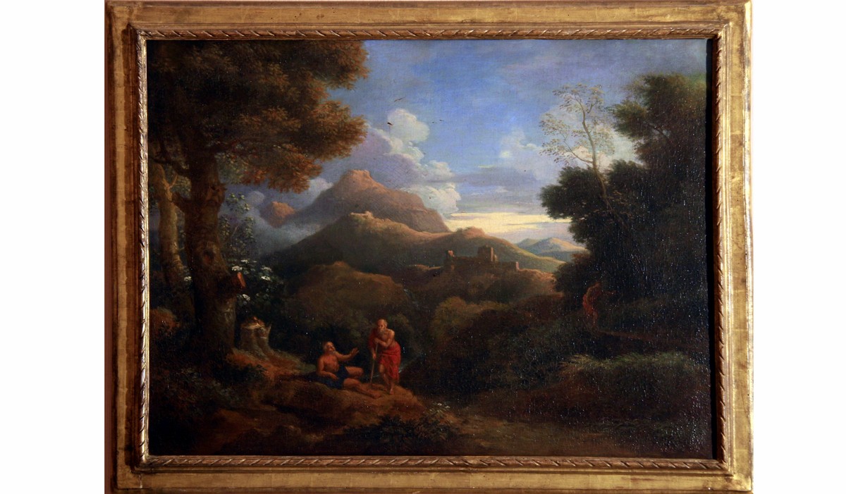 Paesaggio classico con figure, Paesaggio (dipinto) di Jan Frans van Bloemen detto Orizzonte (attribuito) (prima metà sec. XVIII)