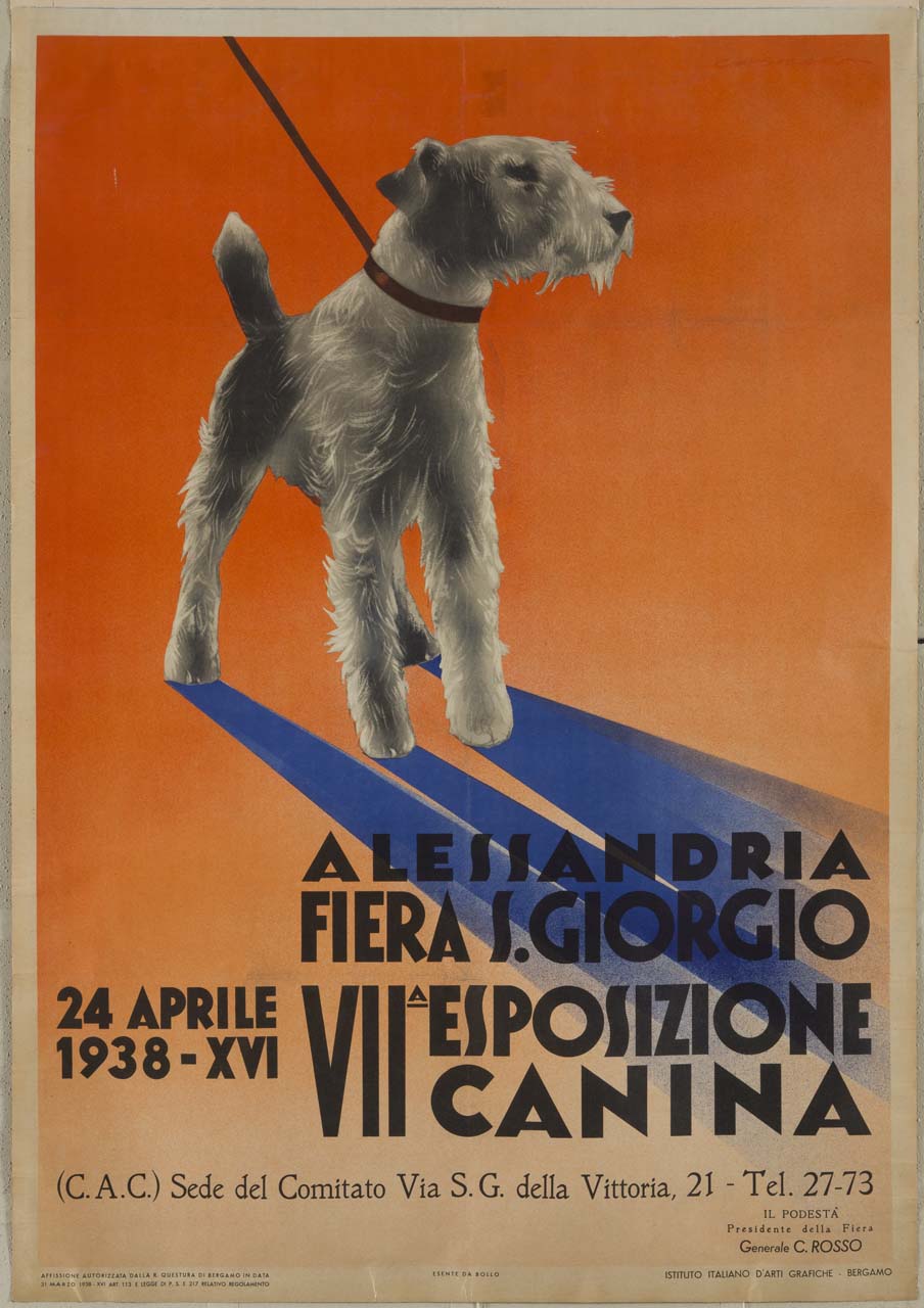 fox terrier al guinzaglio (manifesto) di Casolaro Giuseppe (sec. XX)