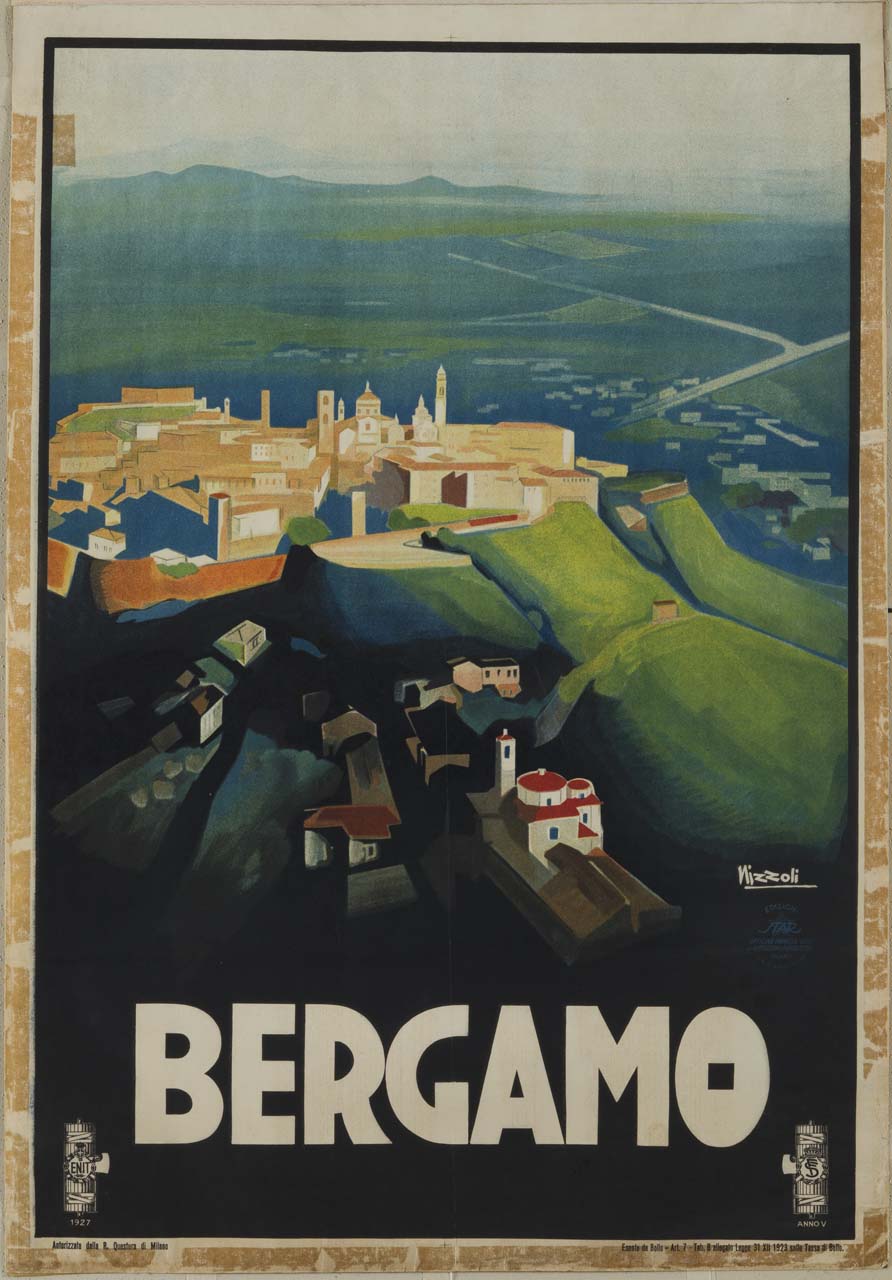 veduta della città di Bergamo (manifesto) di Nizzoli Marcello (sec. XX)