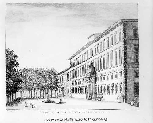 Veduta di Piazza e di Palazzo Reale di Lucca (stampa) di Verico Antonio, Matraja Giuseppe (prima metà sec. XIX)