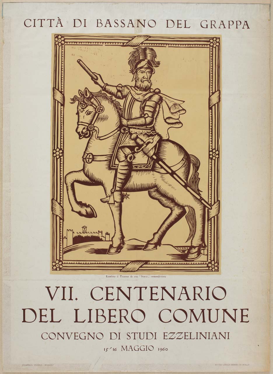 Ezzelino da Romano a cavallo (manifesto) - ambito veneto (sec. XX)