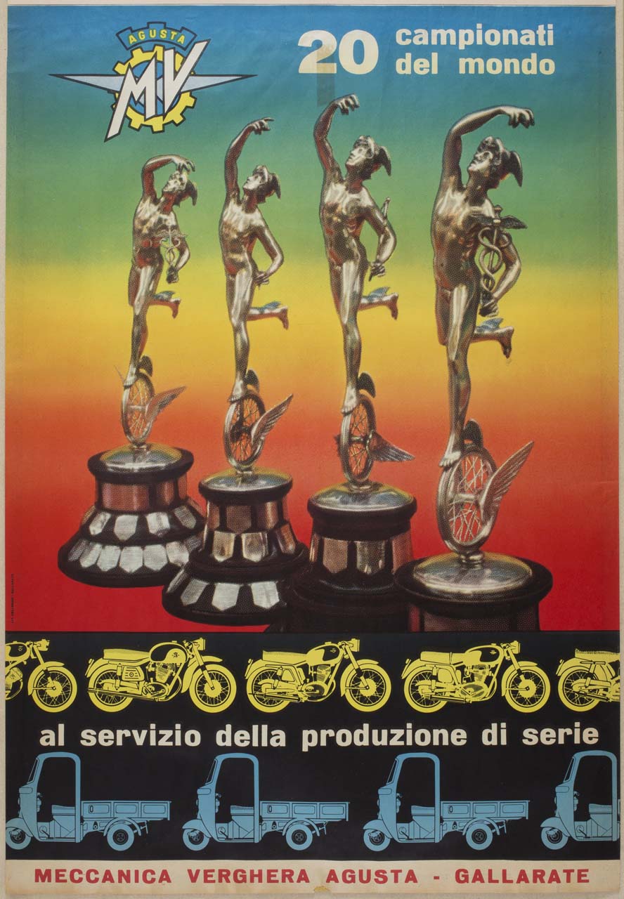 trofei, motociclette e motocarri ape (manifesto) - ambito italiano (sec. XX)