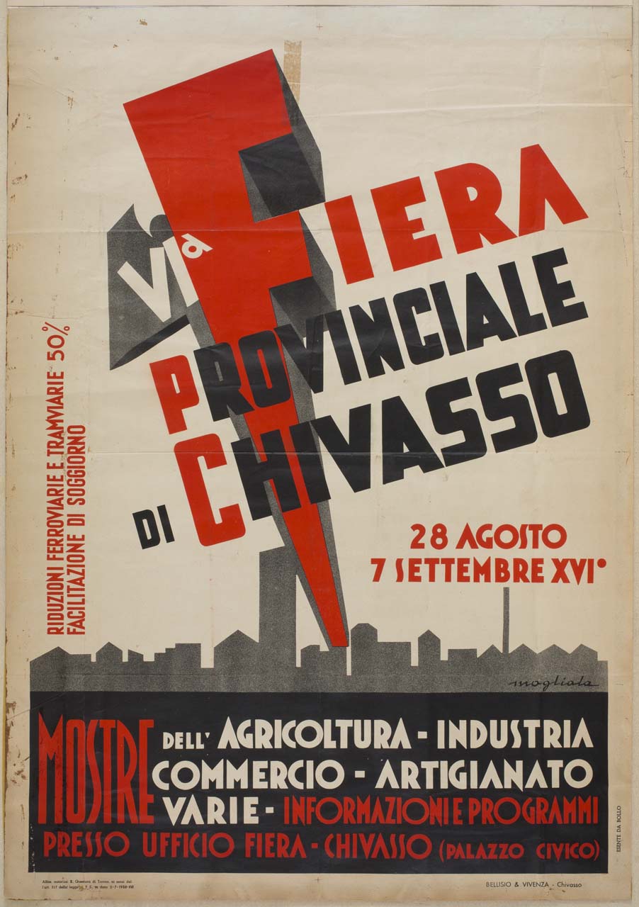 skyline di Chivasso (manifesto) di Mogliala - ambito italiano (sec. XX)