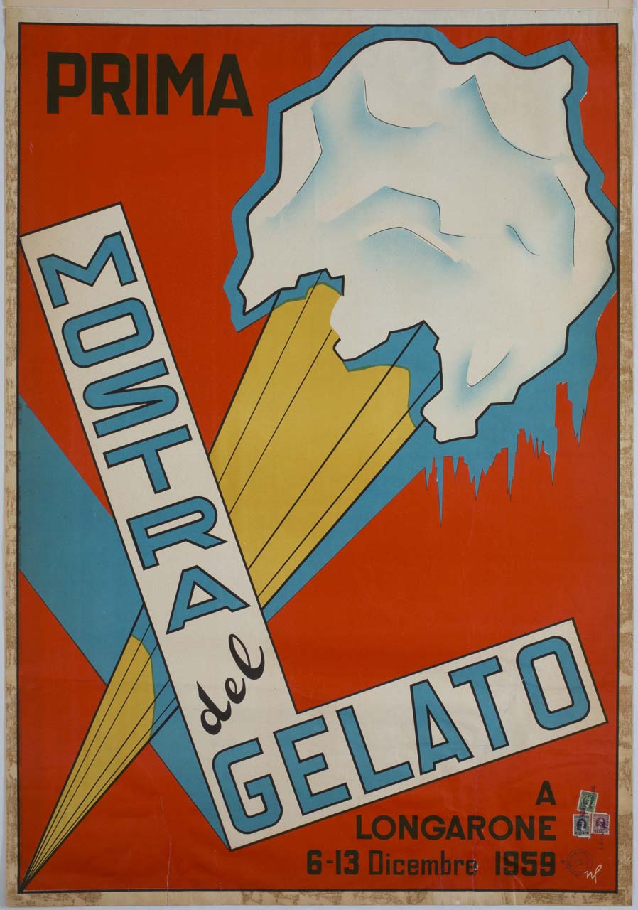 cono gelato su sfondo rosso (manifesto) - ambito italiano (sec. XX)