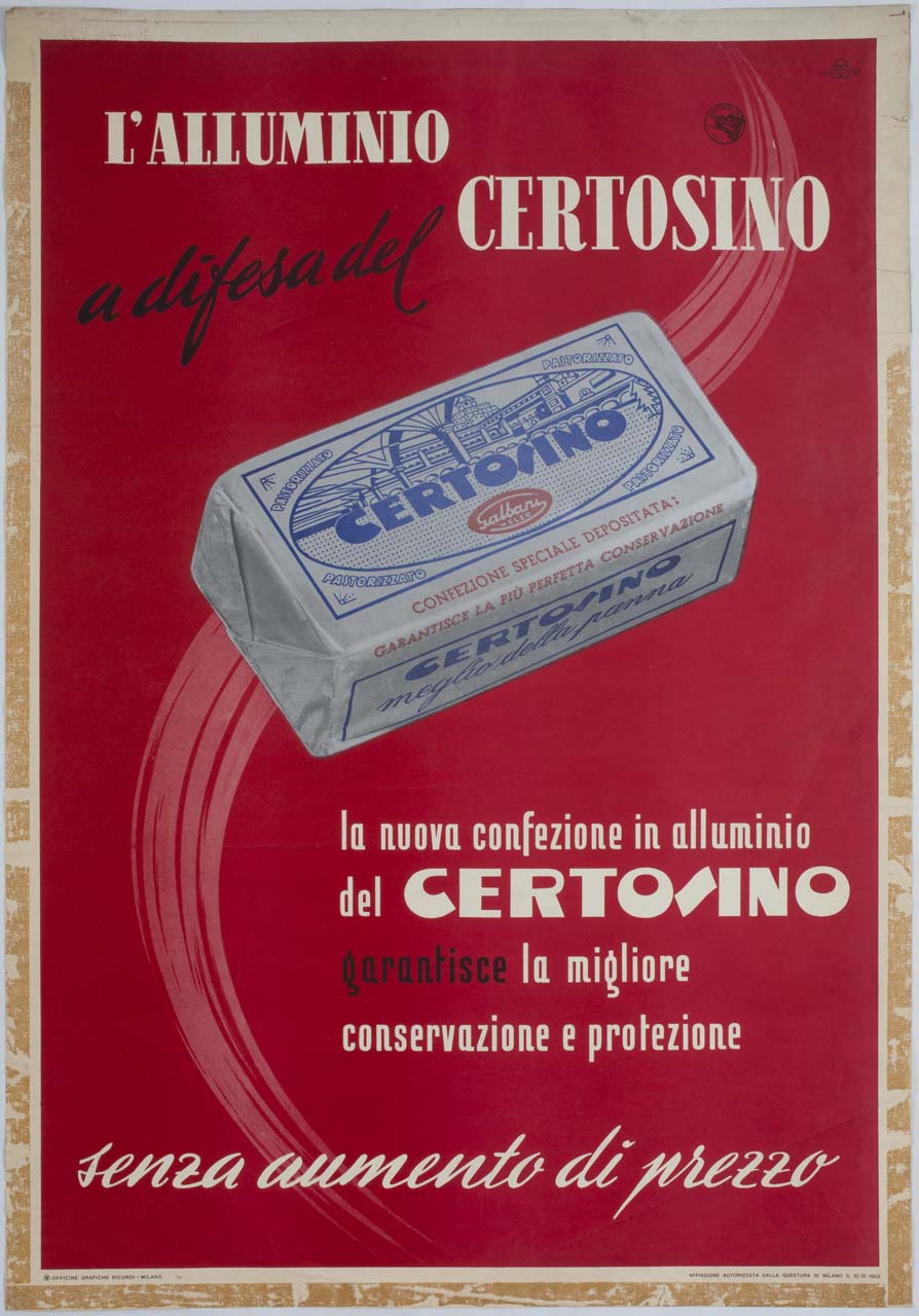confezione di Certosino su sfondo rosso (manifesto) - ambito italiano (sec. XX)