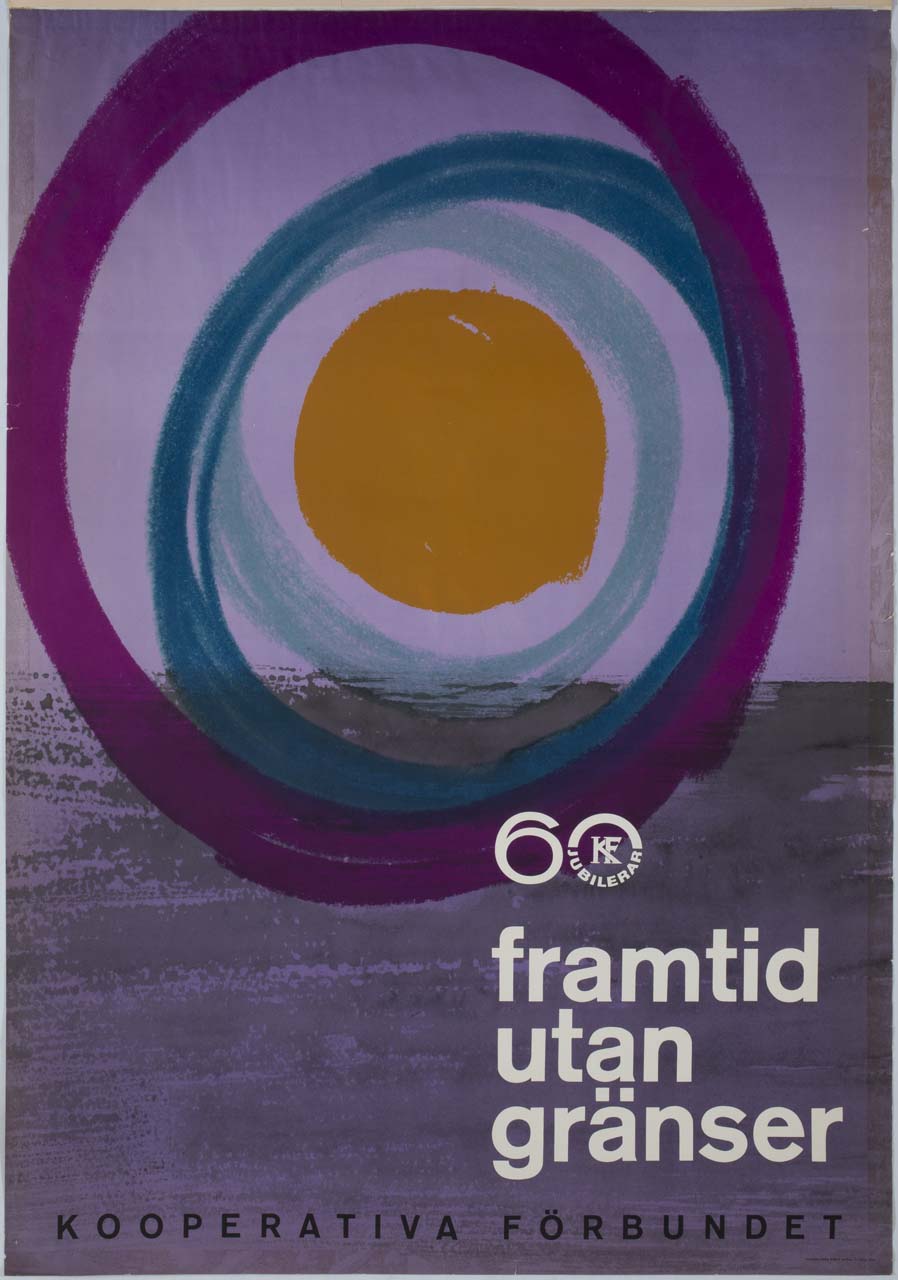 composizione astratta a cerchi colorati (manifesto) - ambito svedese (sec. XX)