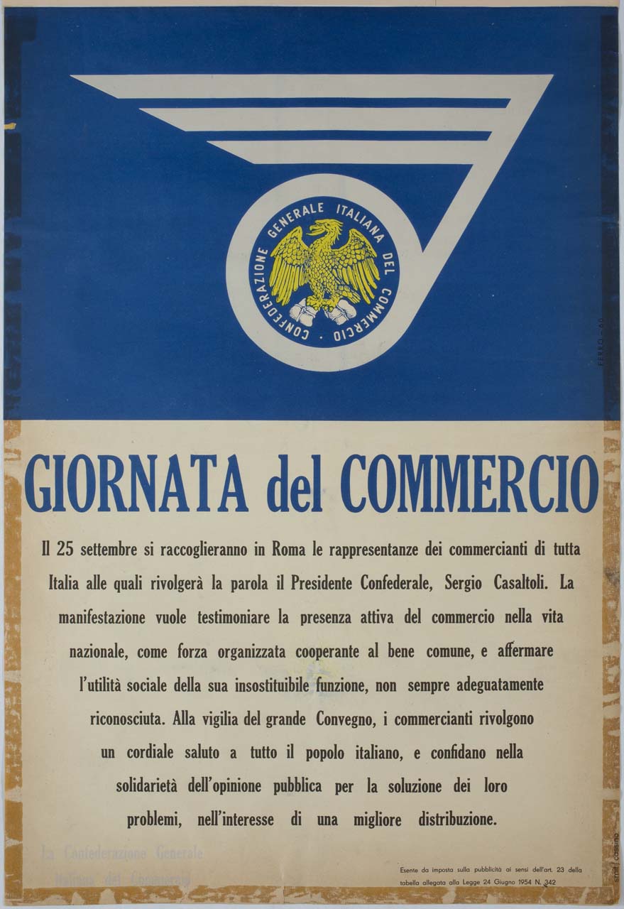 logo della Confederazione Generale Italiana del Commercio e iscrizione (manifesto) di Ferro A (sec. XX)