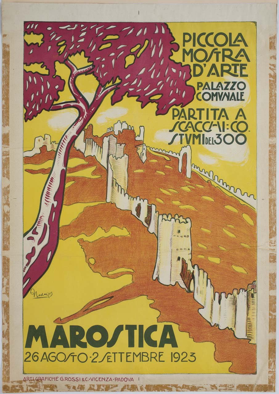 cinta di mura e torrioni della città di Marostica (manifesto) di Nodari - ambito italiano (sec. XX)