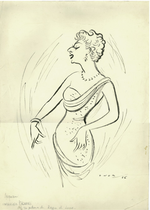 Andreina Pagnani (disegno, opera isolata) di Onorato Umberto (attribuito) - ambito italiano (sec. XX)