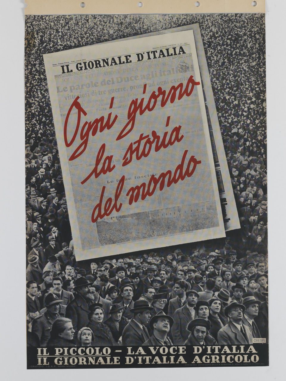 folla con lo sguardo all'insù (manifesto) di Crespi Luigi Daniele (sec. XX)
