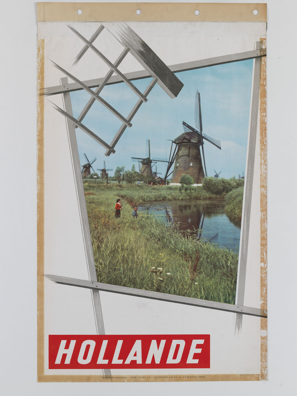 mulini a vento lungo un fiume (manifesto) - ambito olandese (sec. XX)