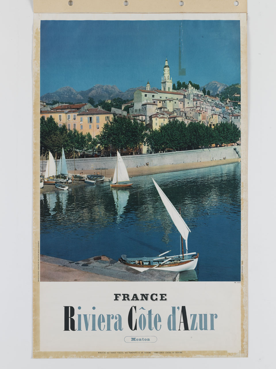 veduta di Mentone con la basilica di Saint Michel (manifesto) di Ph. Petit - ambito francese (sec. XX)