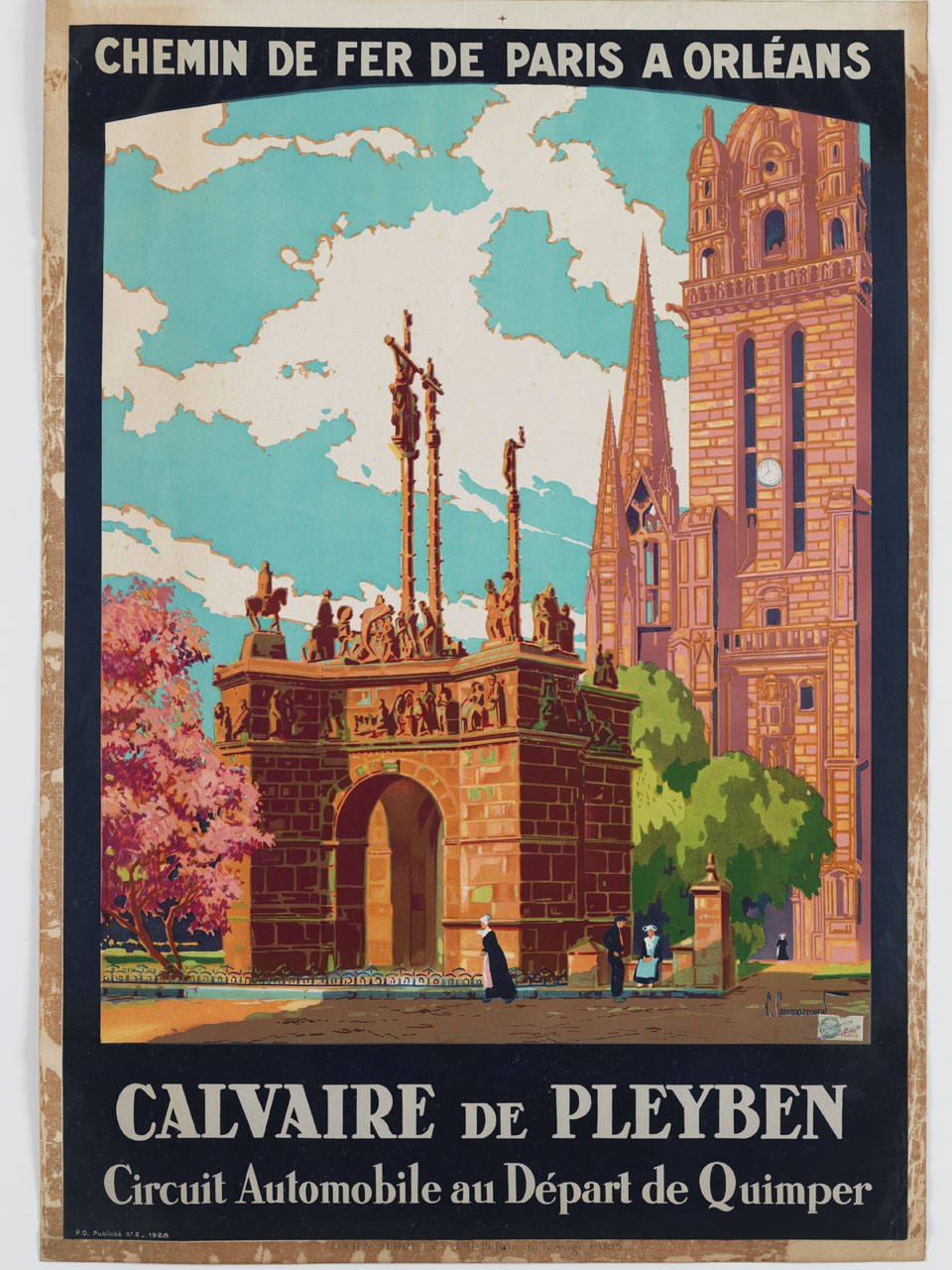 veduta del complesso parrocchiale di Pleyben (manifesto) di Commarmond Pierre (sec. XX)