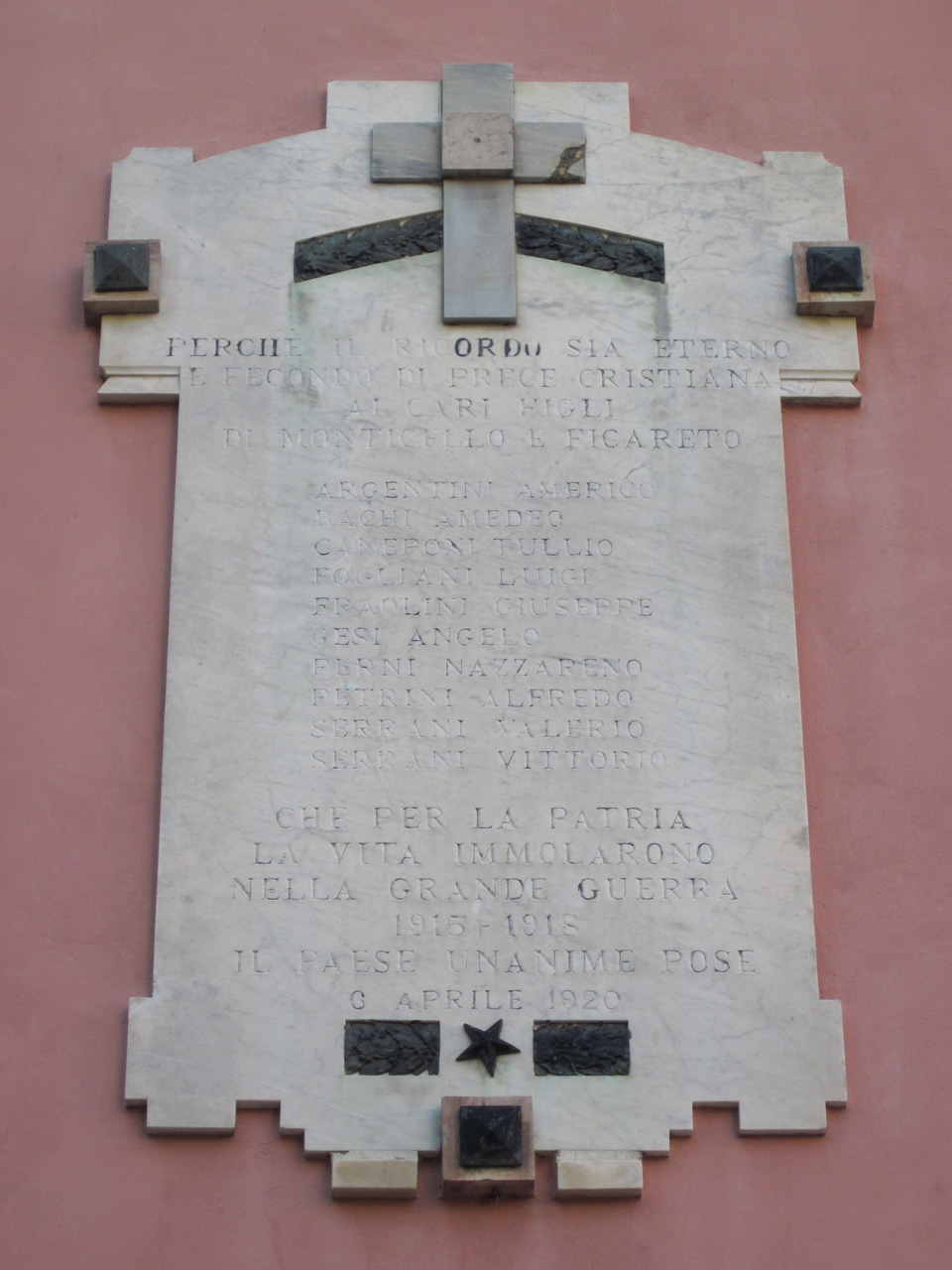 lapide commemorativa ai caduti - ambito italiano (sec. XX)