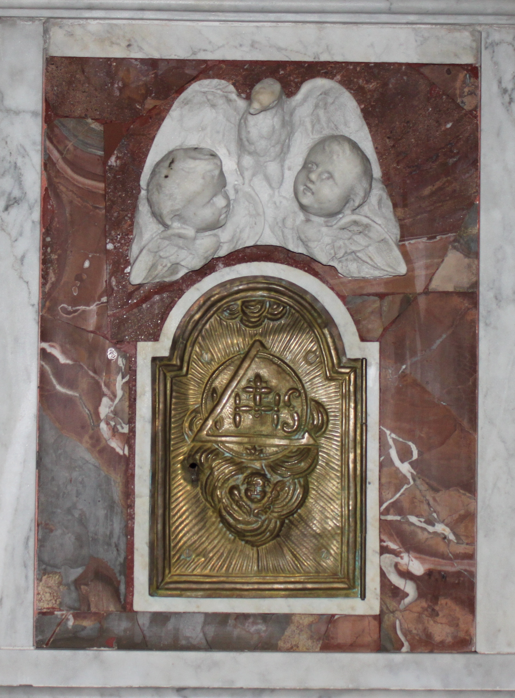 cherubini con monogramma cristologico (sportello di tabernacolo, elemento d'insieme) - ambito campano (meta' sec. XIX)
