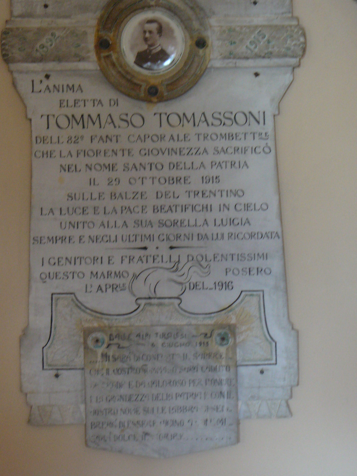 Lapide Tommaso Tomassoni (lapide commemorativa ai caduti) - ambito Italia centrale (XX)