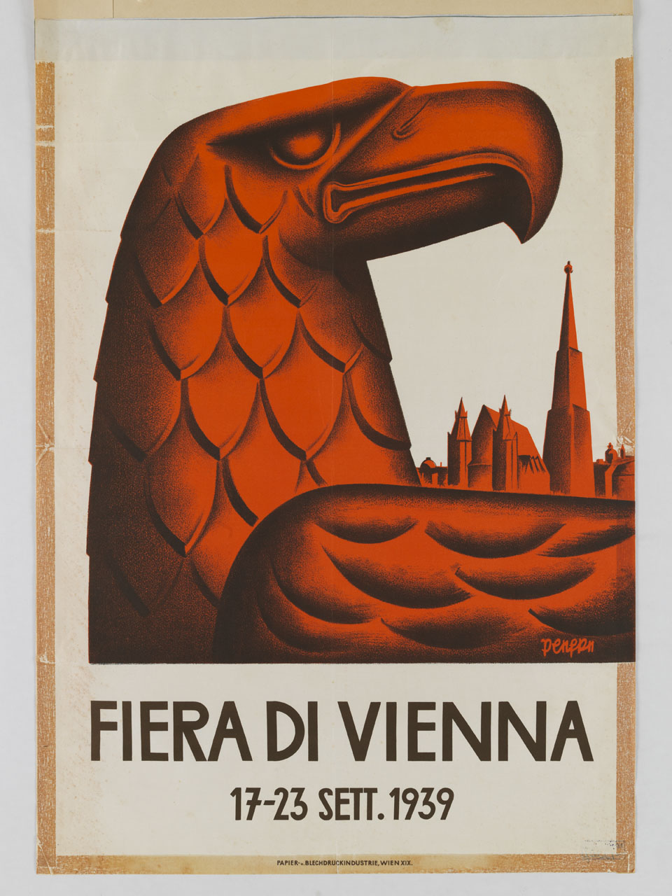 aquila a mezza figura con modello della città di Vienna (manifesto) - ambito austriaco (sec. XX)