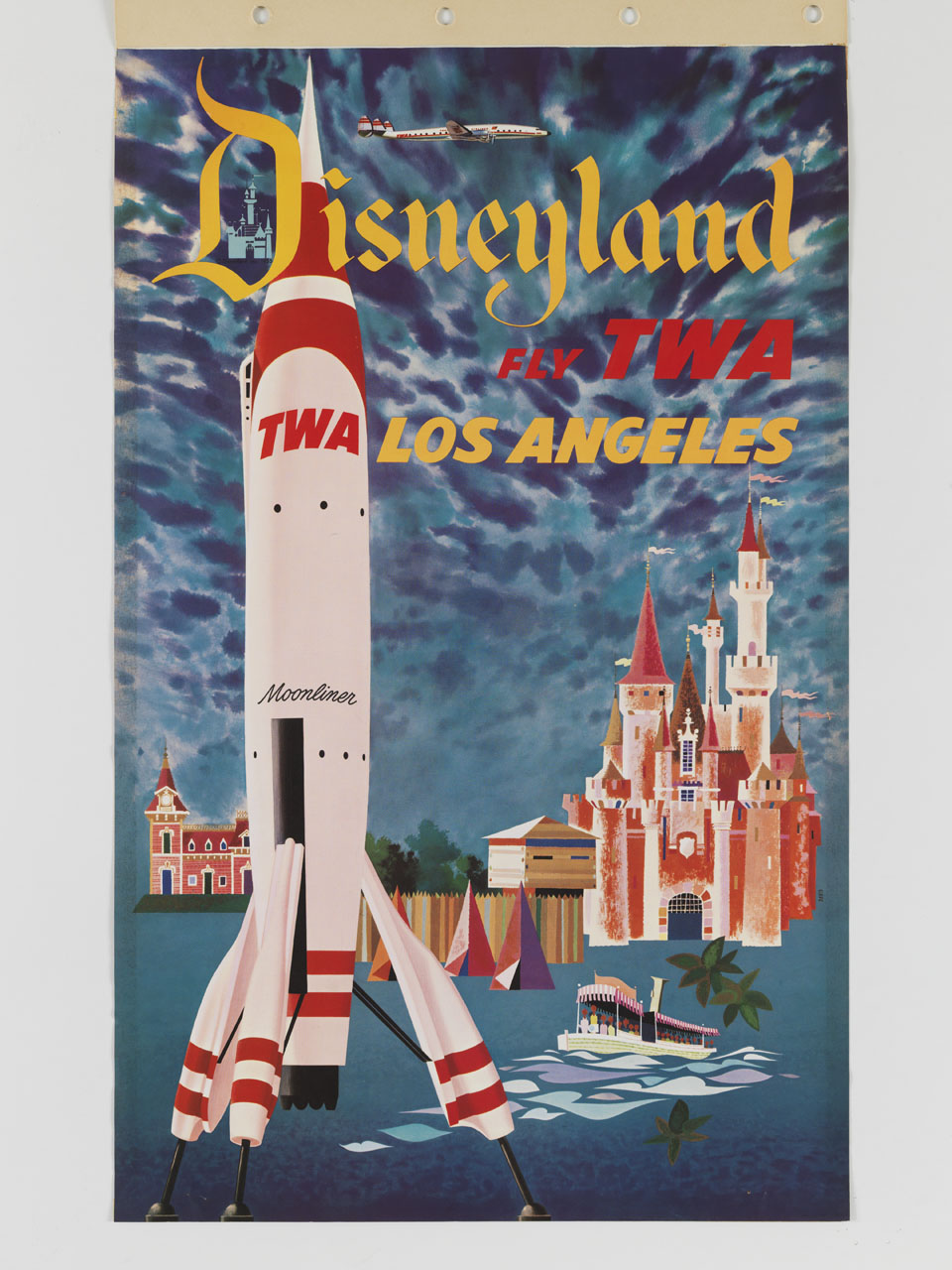 aeroplano in volo sopra il parco di divertimenti Disneyland di Anaheim (manifesto) di Klein David (sec. XX)